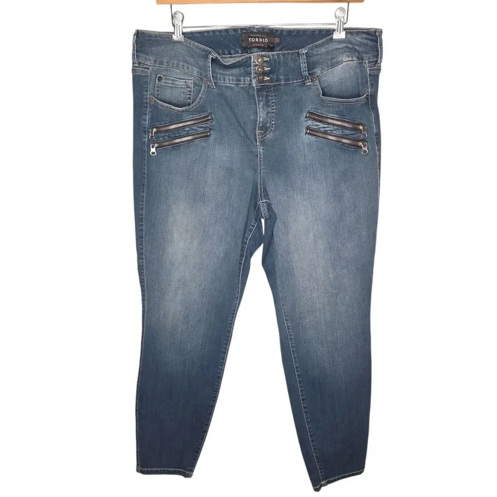 Torrid Multi Zipper Skinny Ankle Jeggings Denim Jeans Size 22